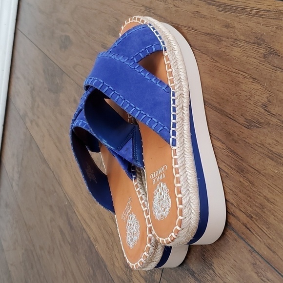 Vince Camuto Belisnda Leather Crossband Slide Platform Sandles Size 8W - Picture 8 of 17